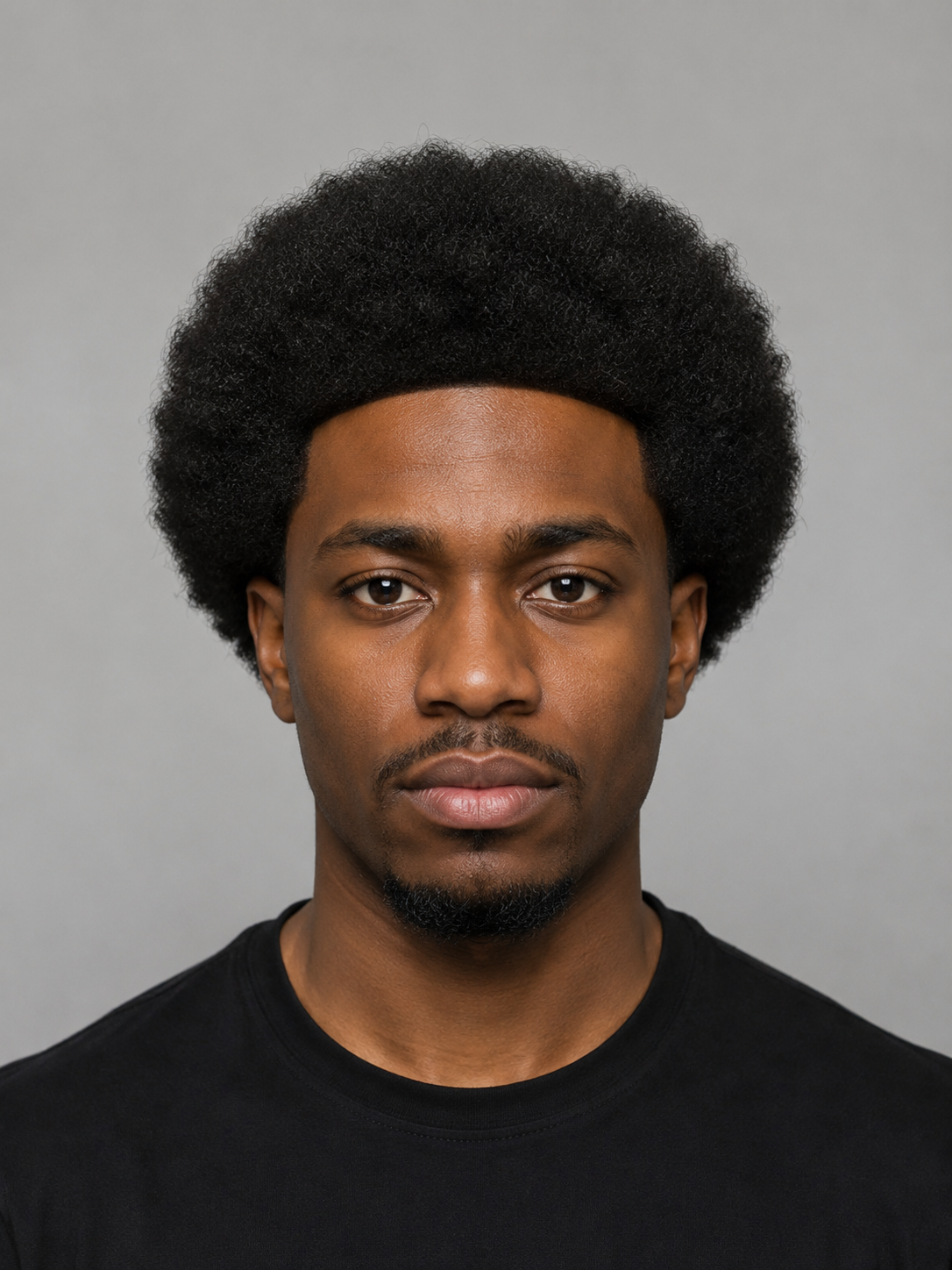 afro with rounded shape and clean hairline