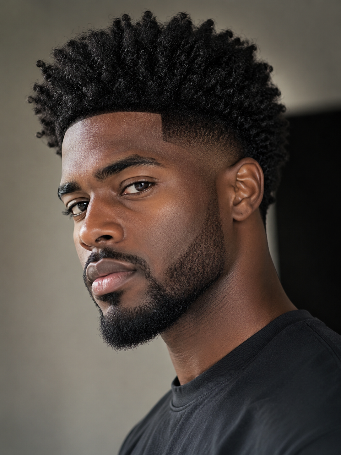 afro fade with clean side blend