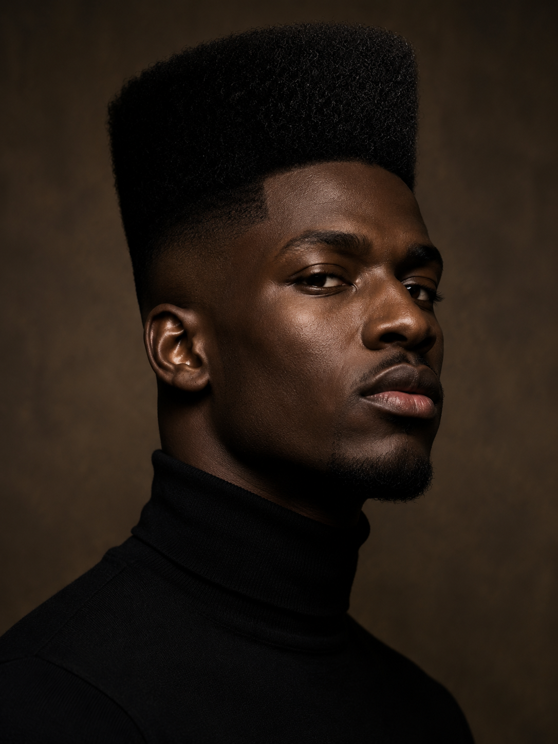 high top afro with vertical silhouette