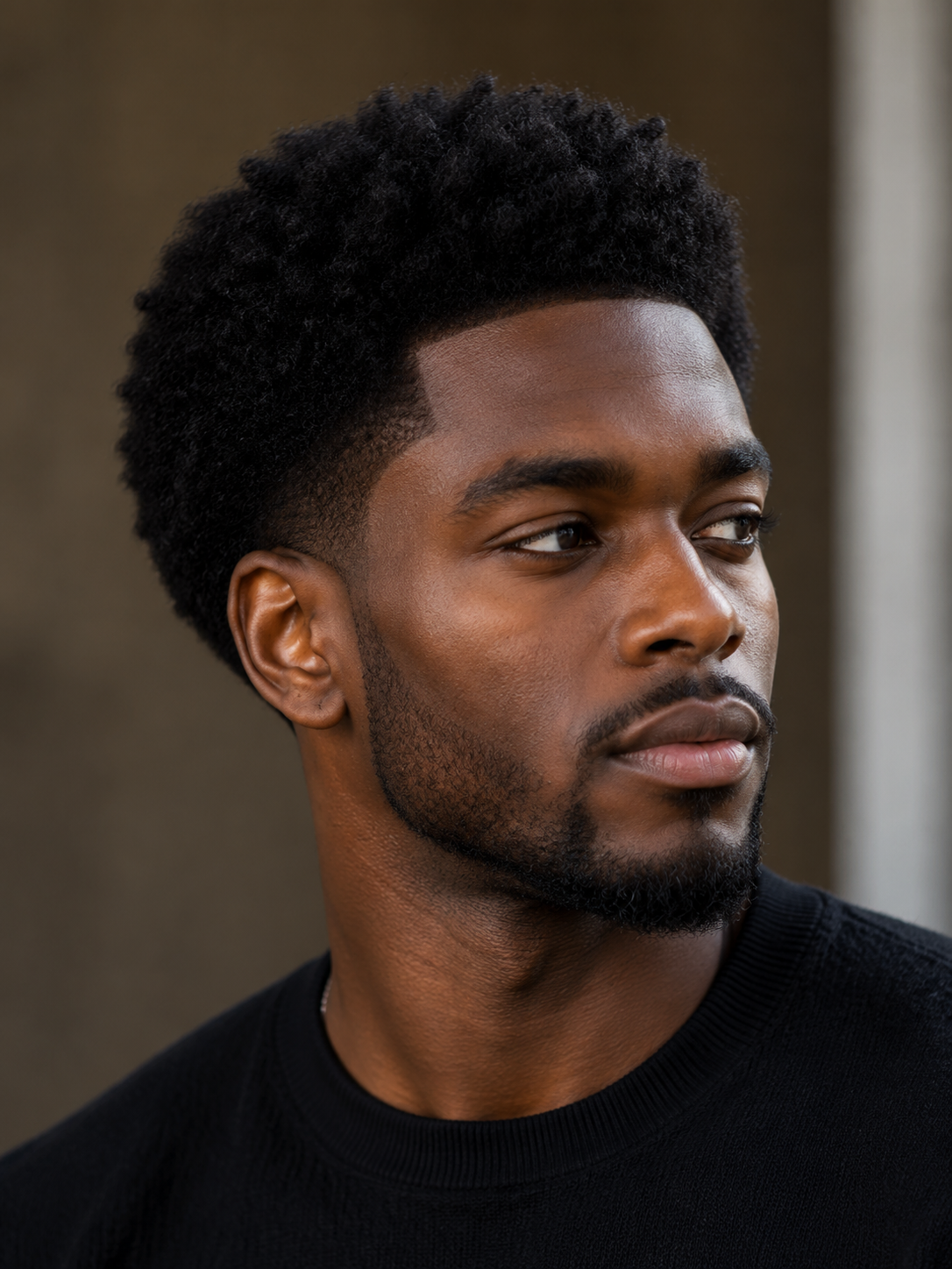 tapered afro with clean edges