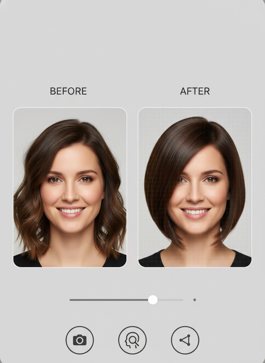 AI angled bob try on preview