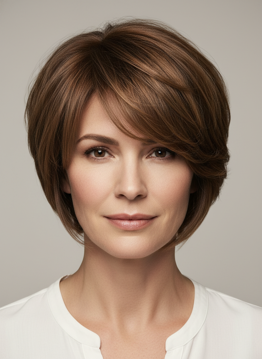 layered angled bob haircut