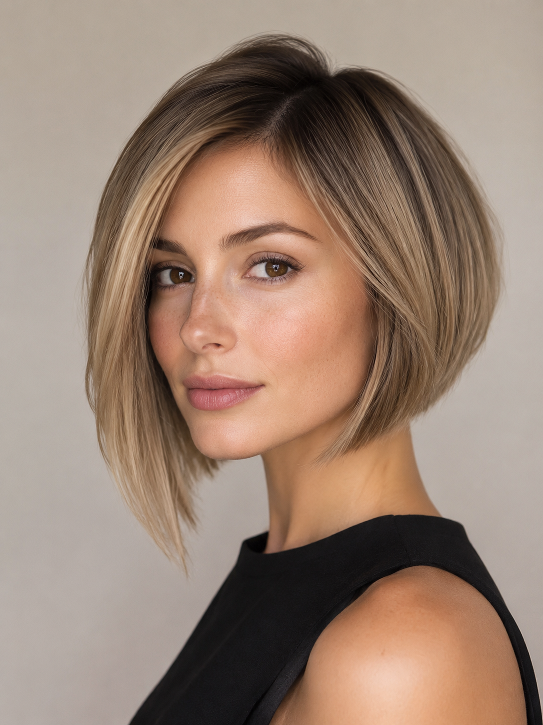 asymmetrical bob for fine hair with longer front and clean shape