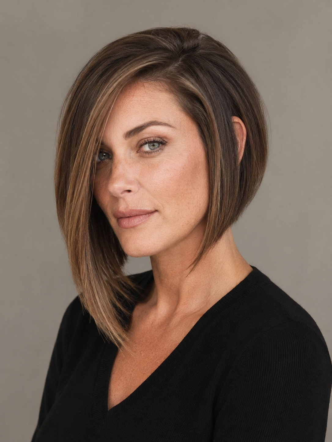 asymmetrical bob with one side longer than the other