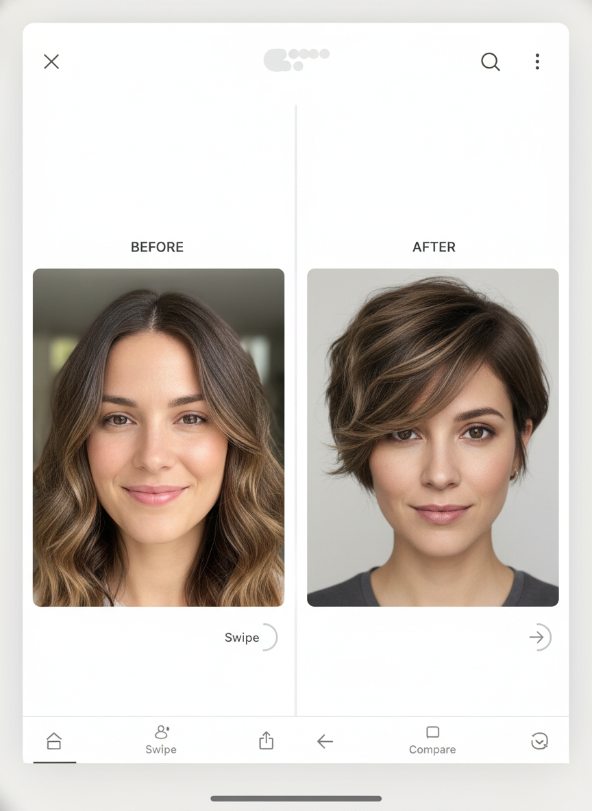 AI bixie cut hairstyle try on preview