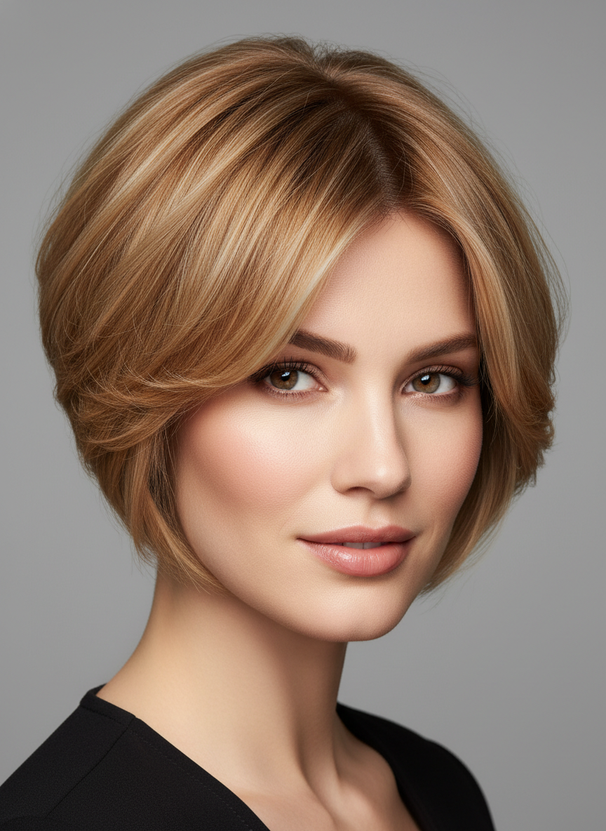 layered bixie cut with crown volume and soft texture