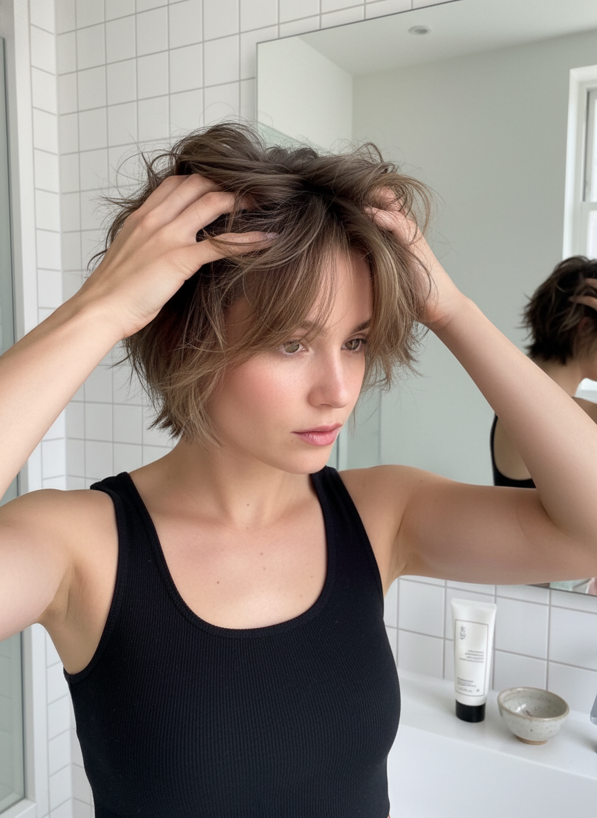 how to style a bixie cut with texture product and short layers