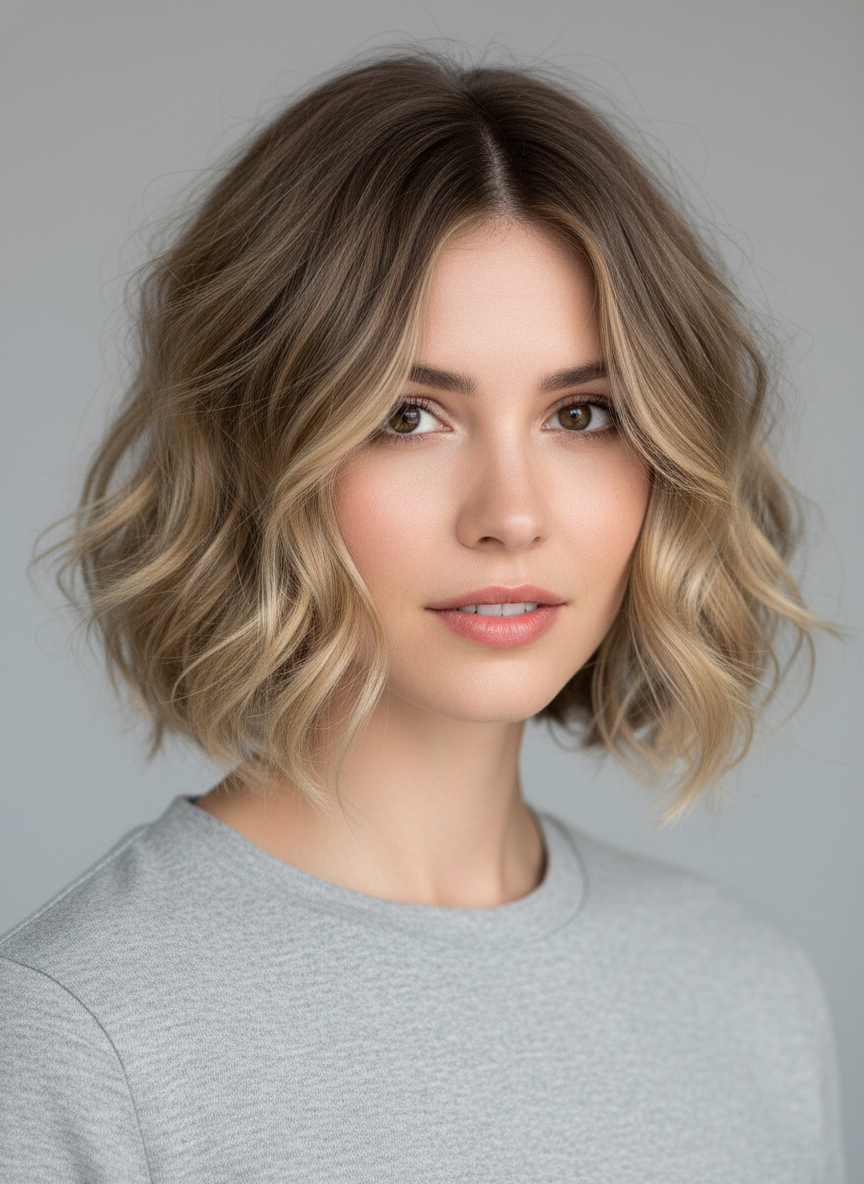 wavy bixie cut with natural short layered texture