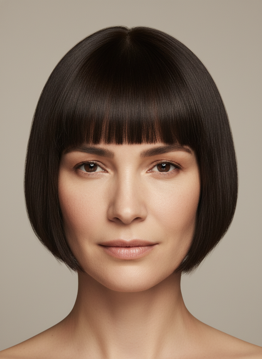 blunt short bob for thick hair