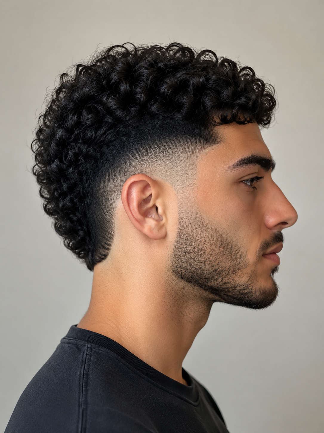 burst fade curly hair with curls on top