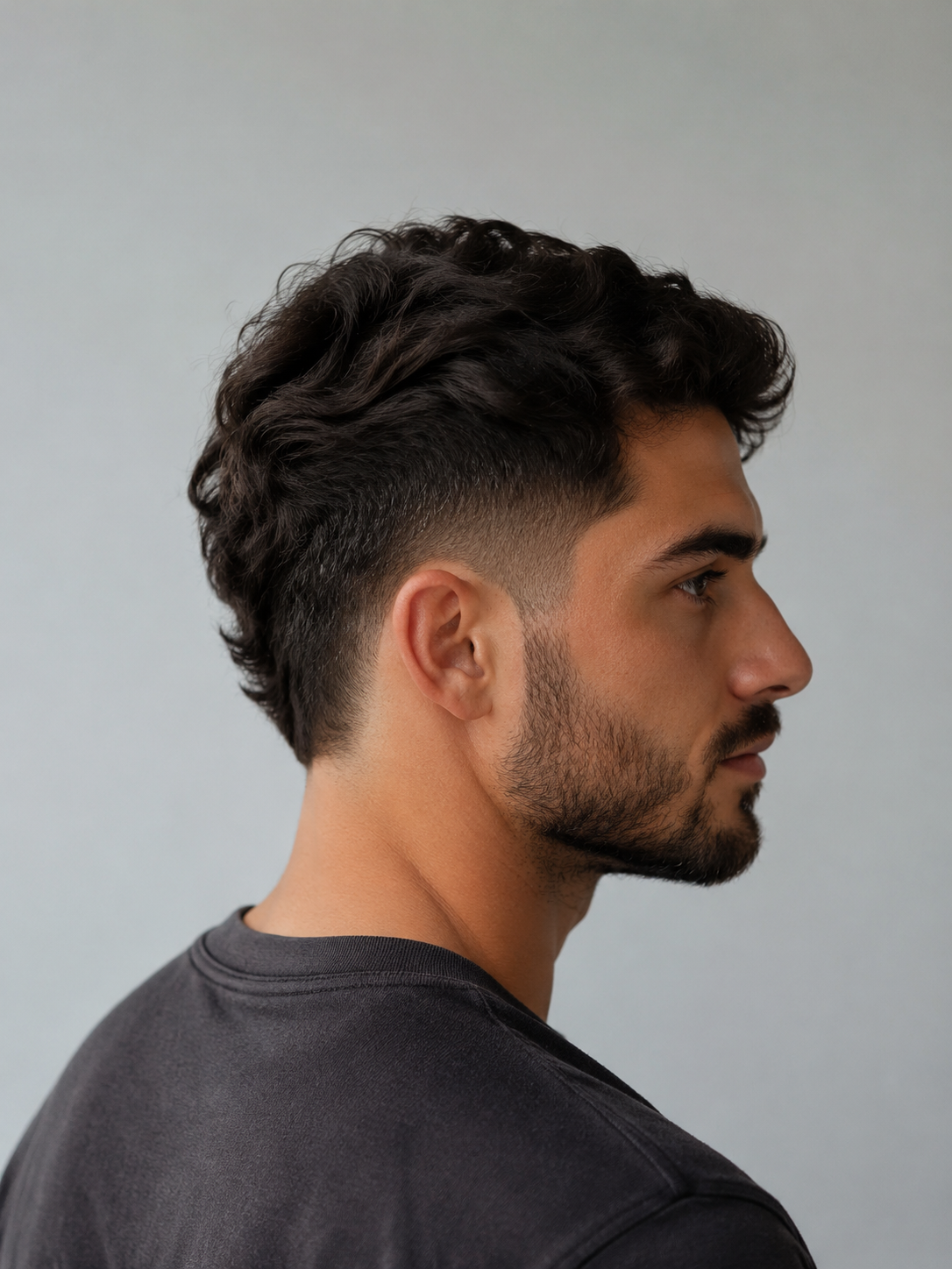 low burst fade with subtle rounded blend