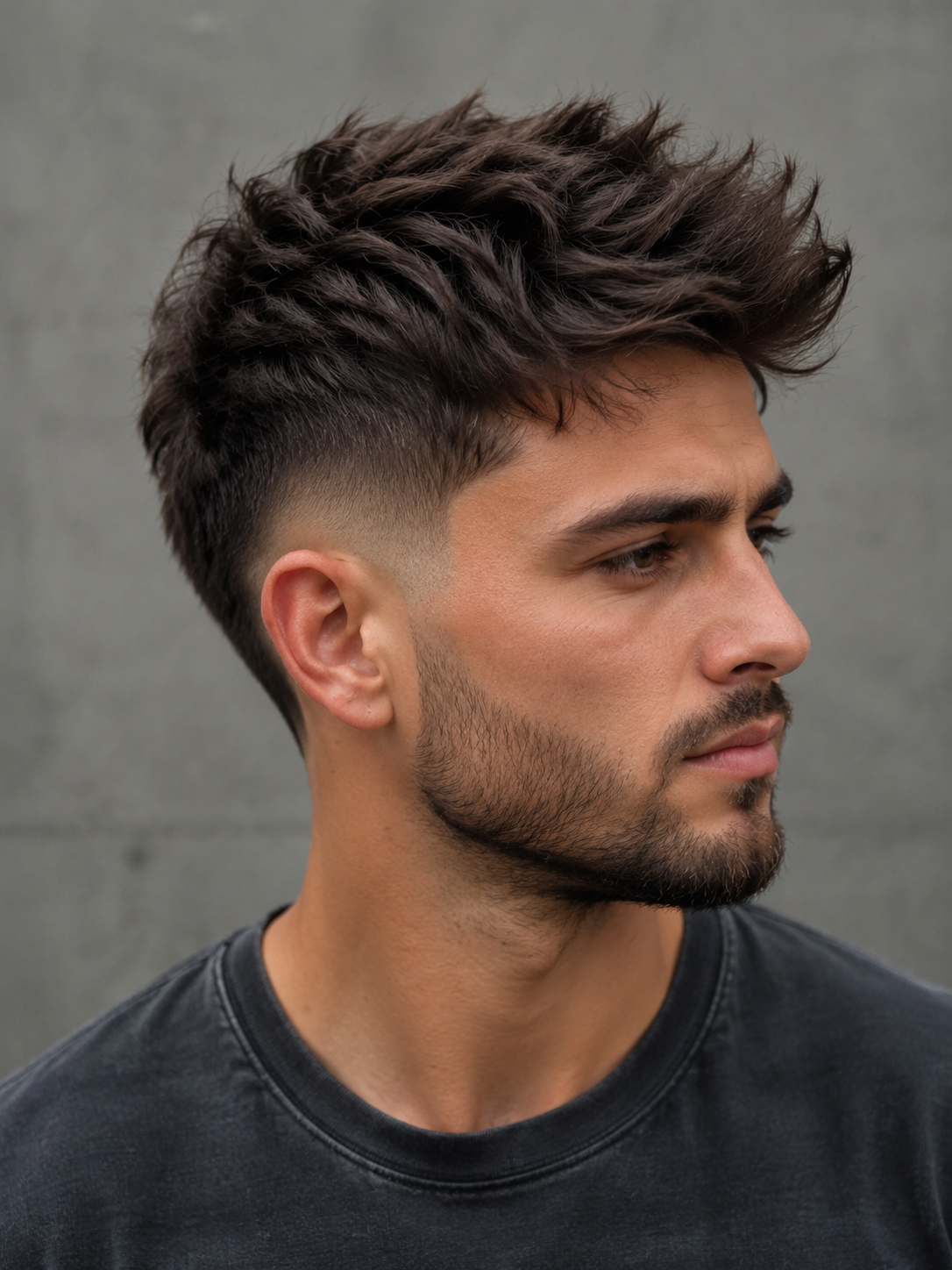 burst fade textured top with choppy volume above fade