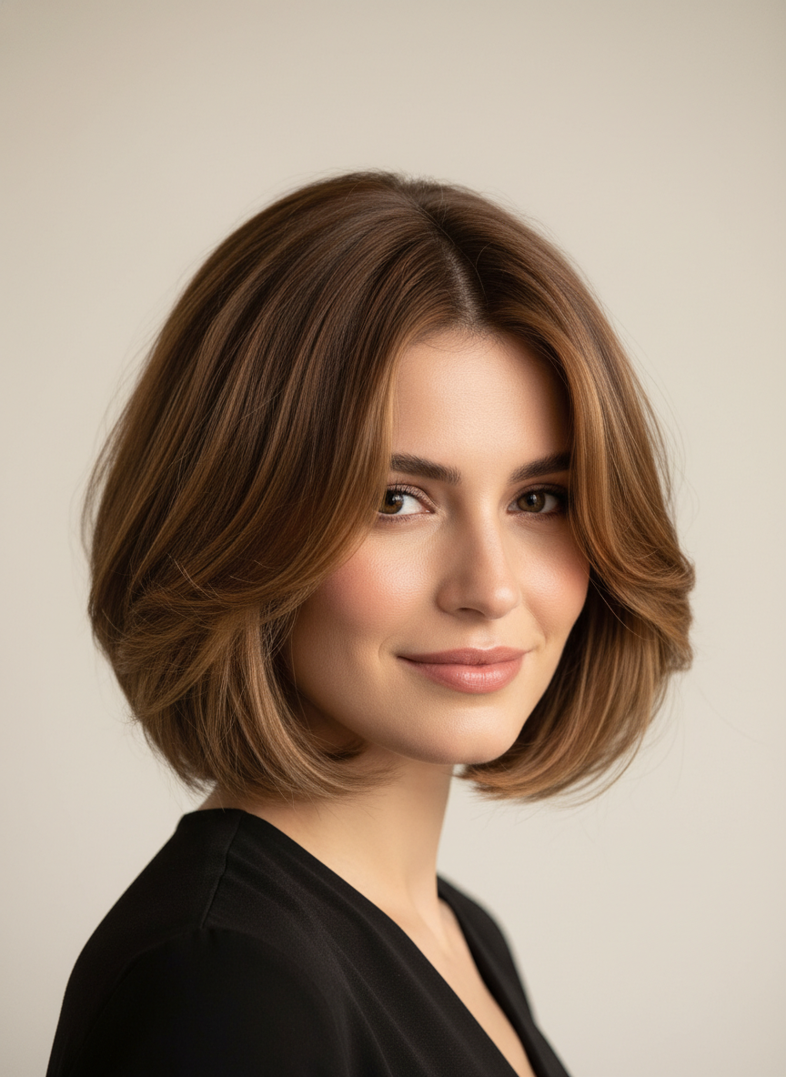 classic butterfly bob haircut with soft layered movement