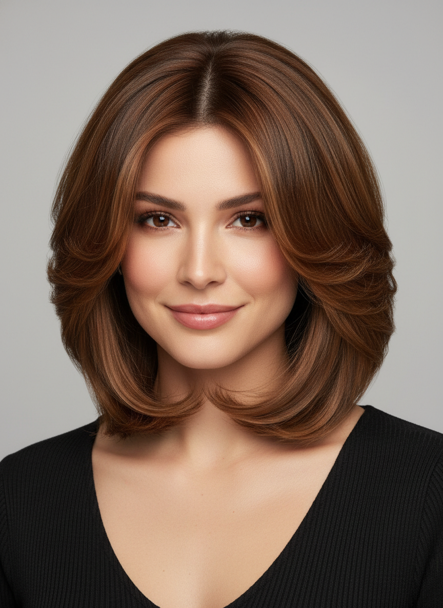 butterfly bob for thick hair with blended layers