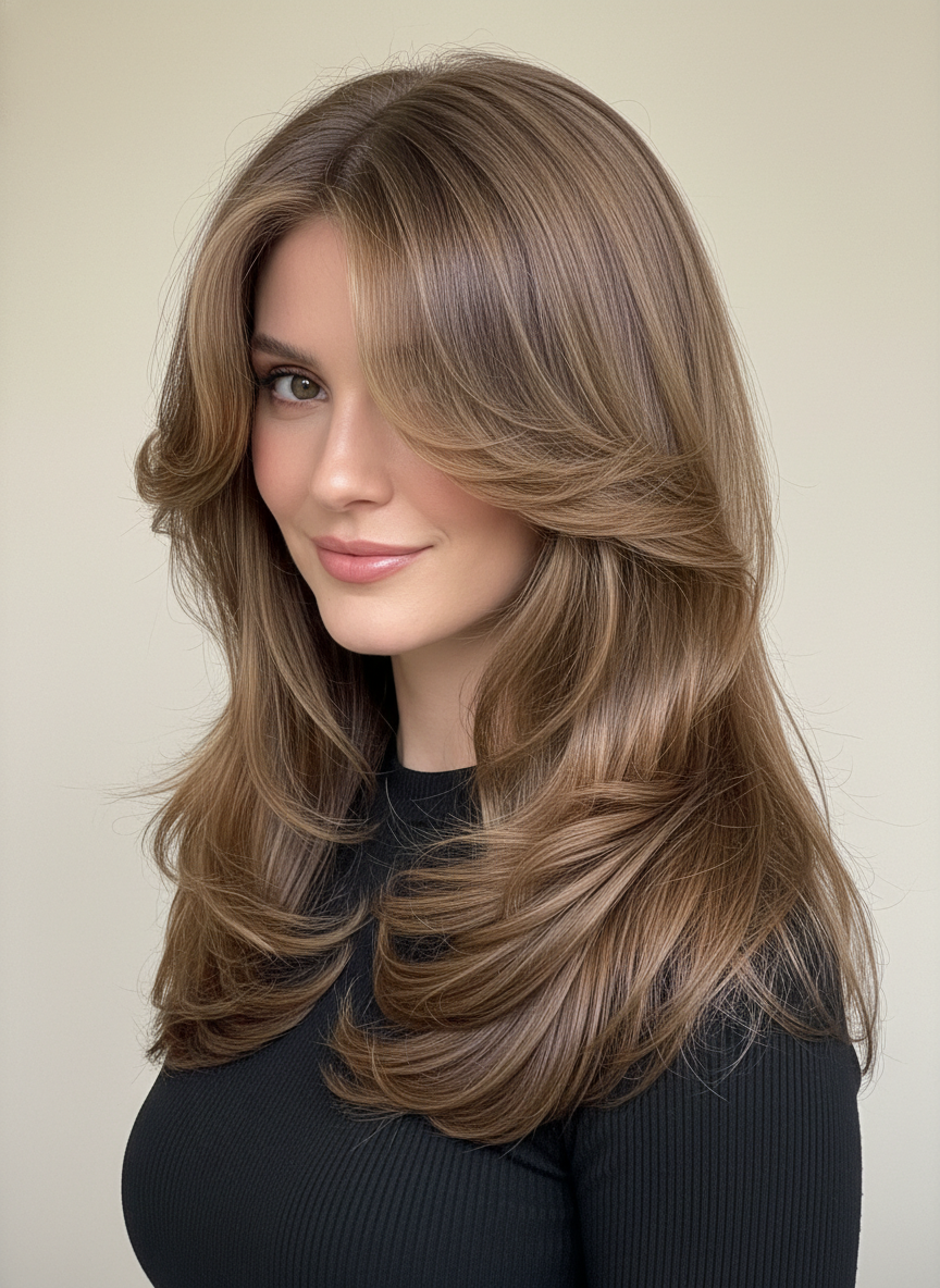 classic butterfly cut with long layered shape
