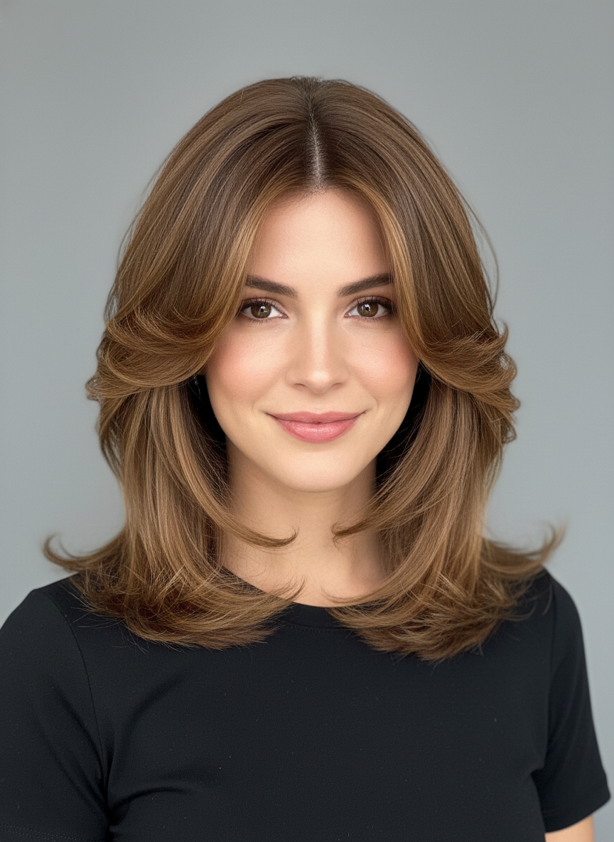 medium butterfly cut with bouncy layers
