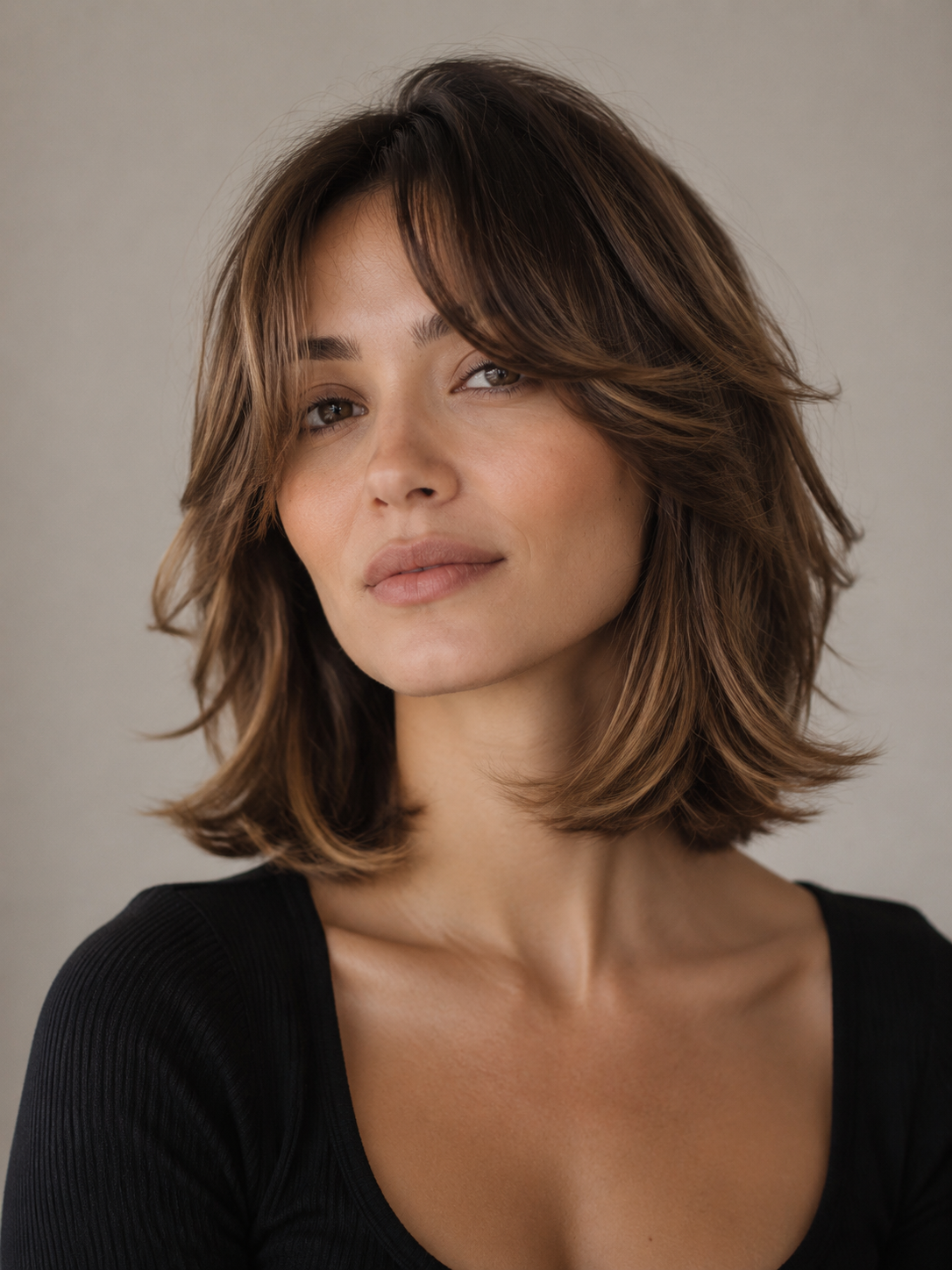 butterfly lob haircut with face framing layers