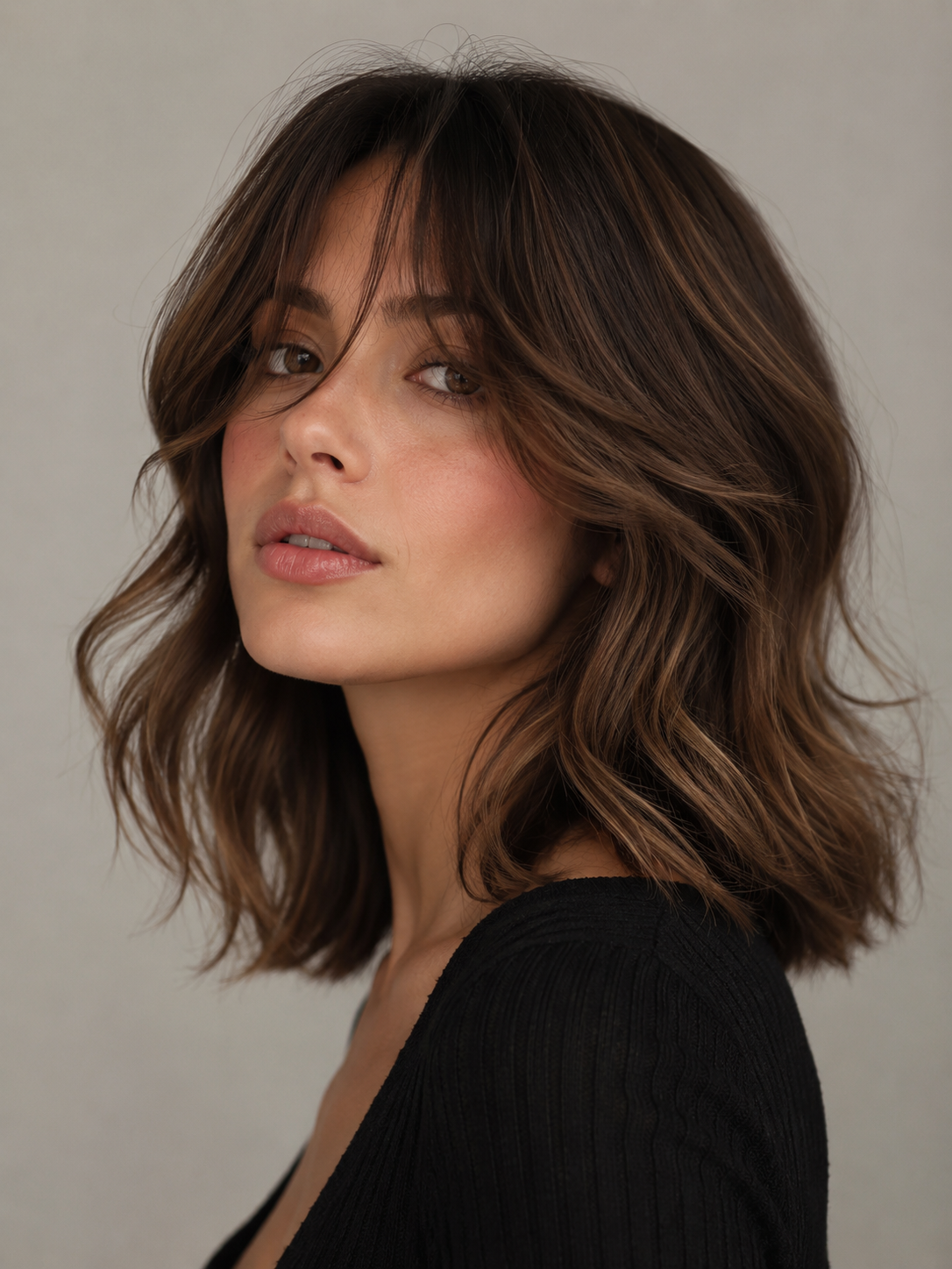 wavy butterfly lob with soft waves and face framing butterfly layers