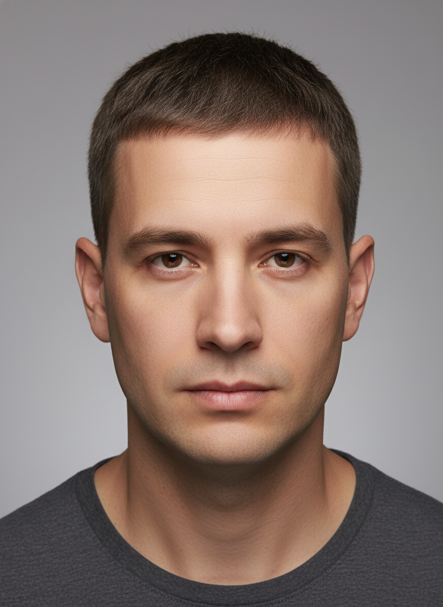 10 guard buzz cut with long clipped coverage