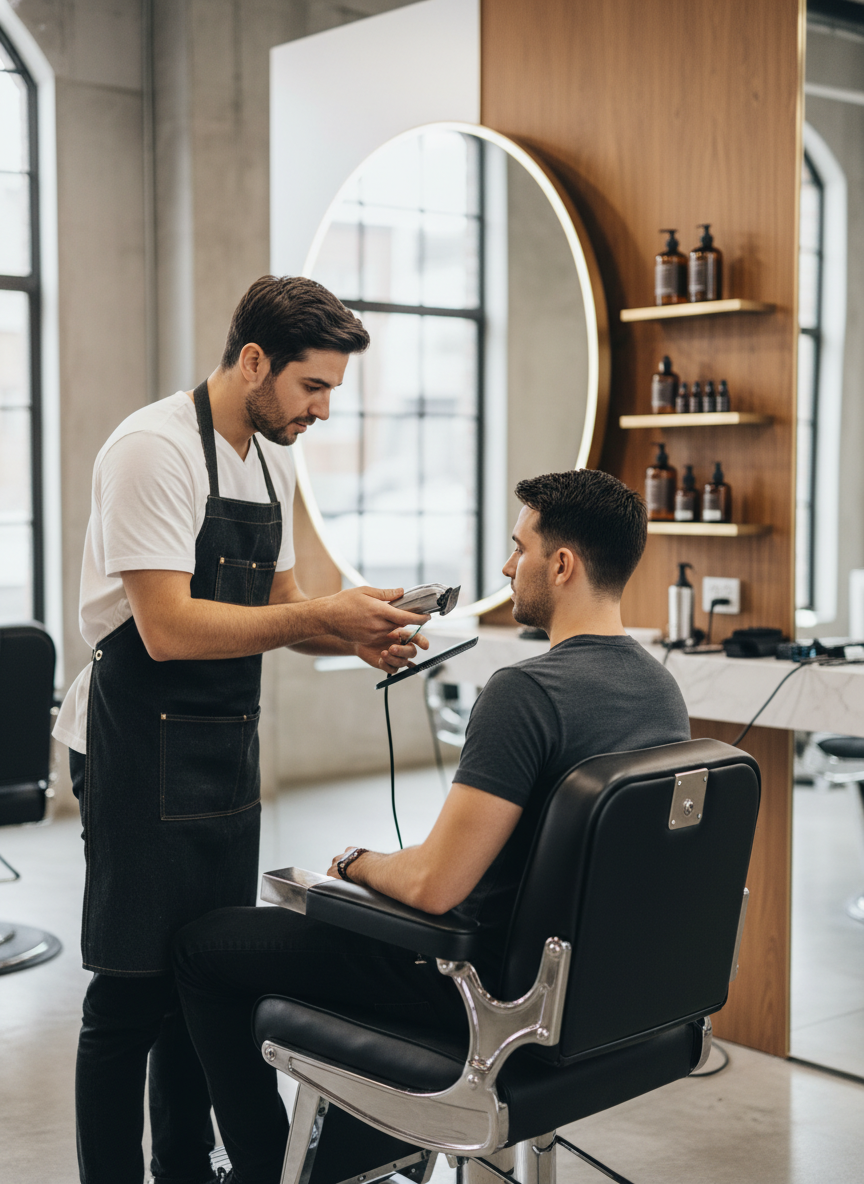barber reference for a clean buzz cut with tight sides