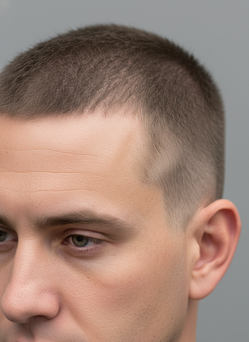 buzz cut haircut showing short even clipper length