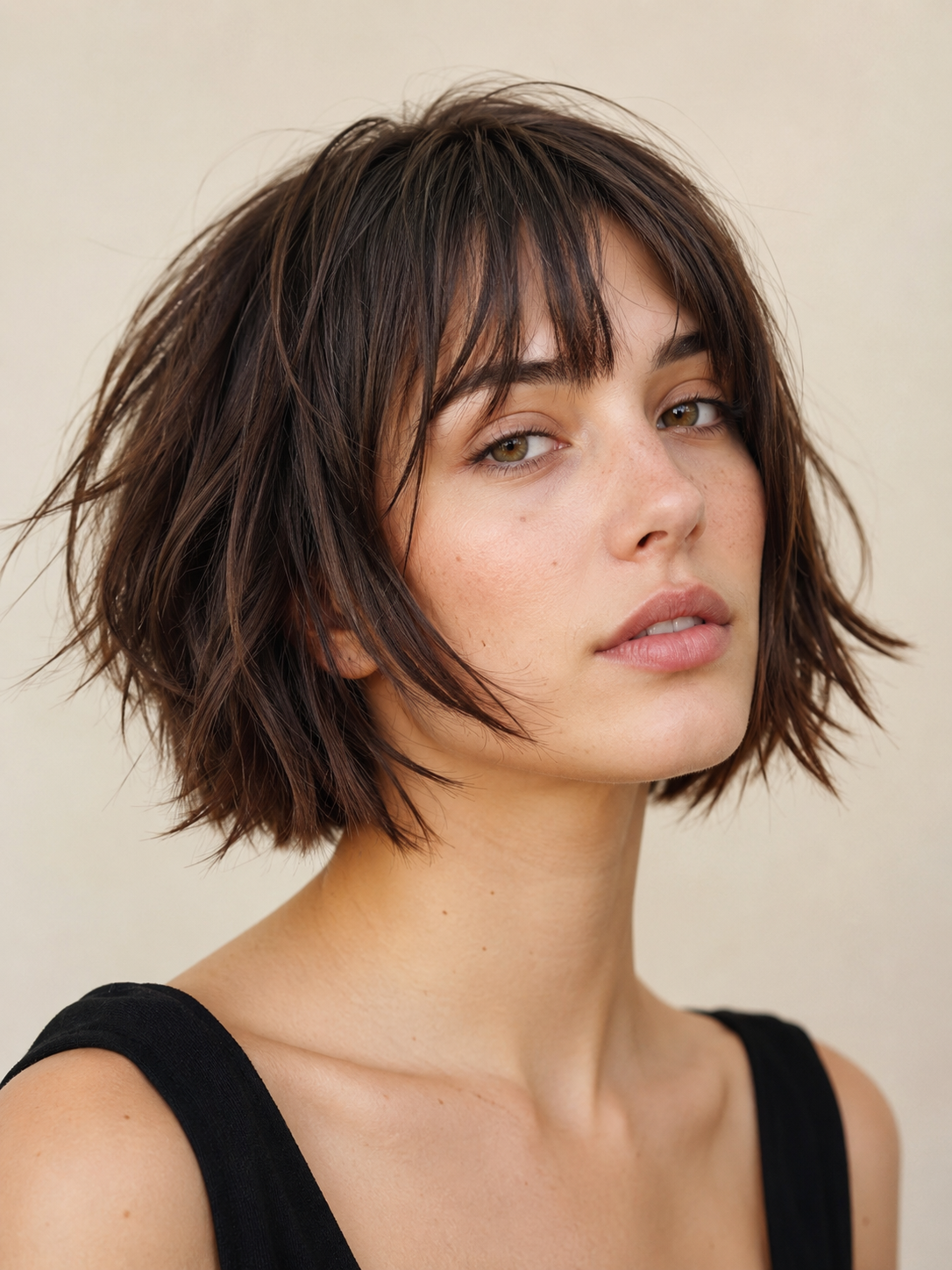shaggy bob with messy lived-in layers and texture