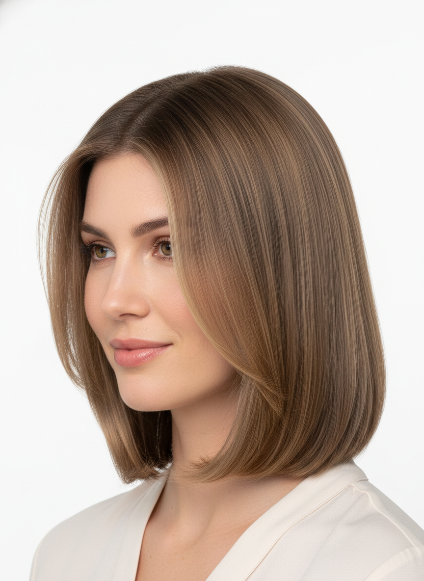 collarbone length lob showing hair ending near the collarbone