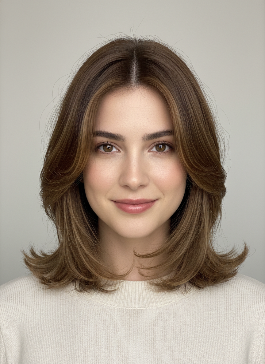 collarbone lob with soft layers and movement