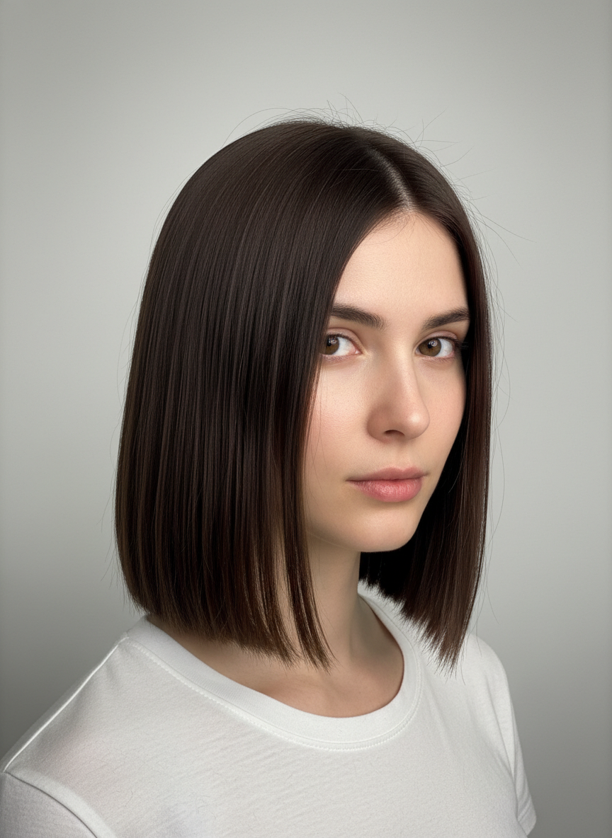straight collarbone lob with polished ends