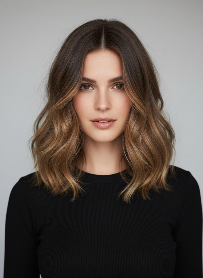wavy collarbone lob with soft movement