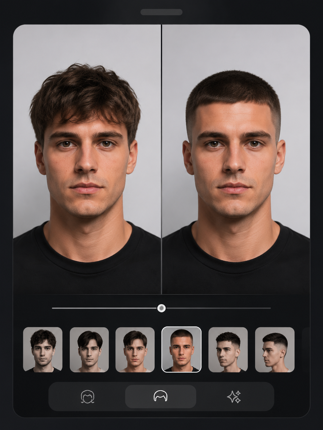 AI crew cut haircut try on preview