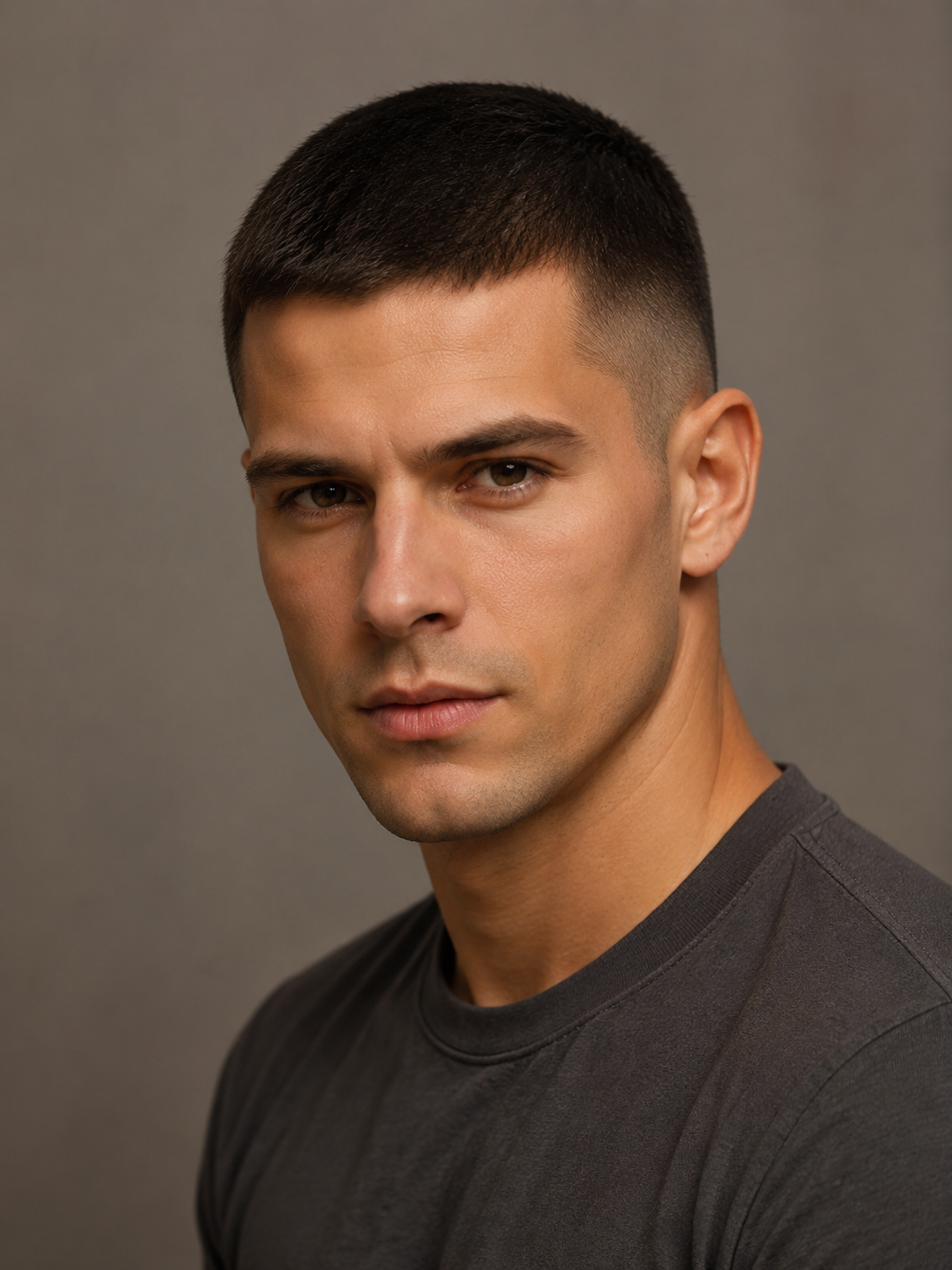 crew cut haircut with short top and tapered sides