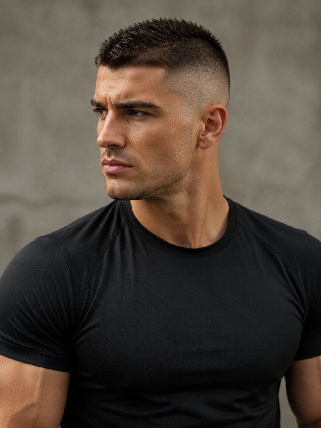 crew cut high fade with sharp barber finish