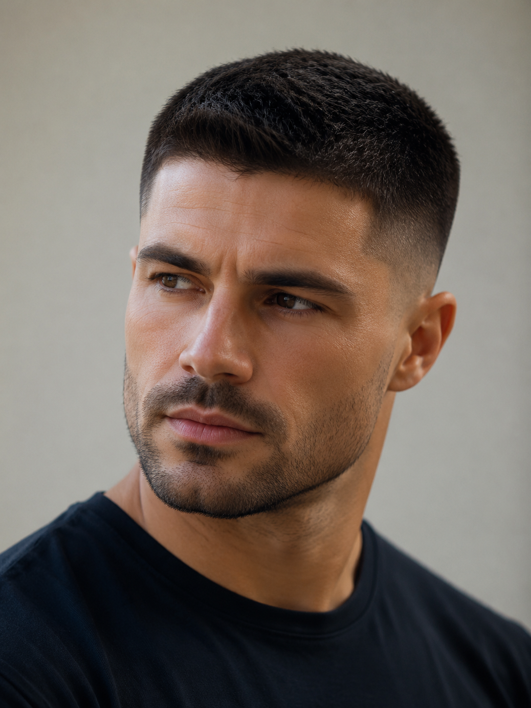 crew cut for thick hair with controlled top