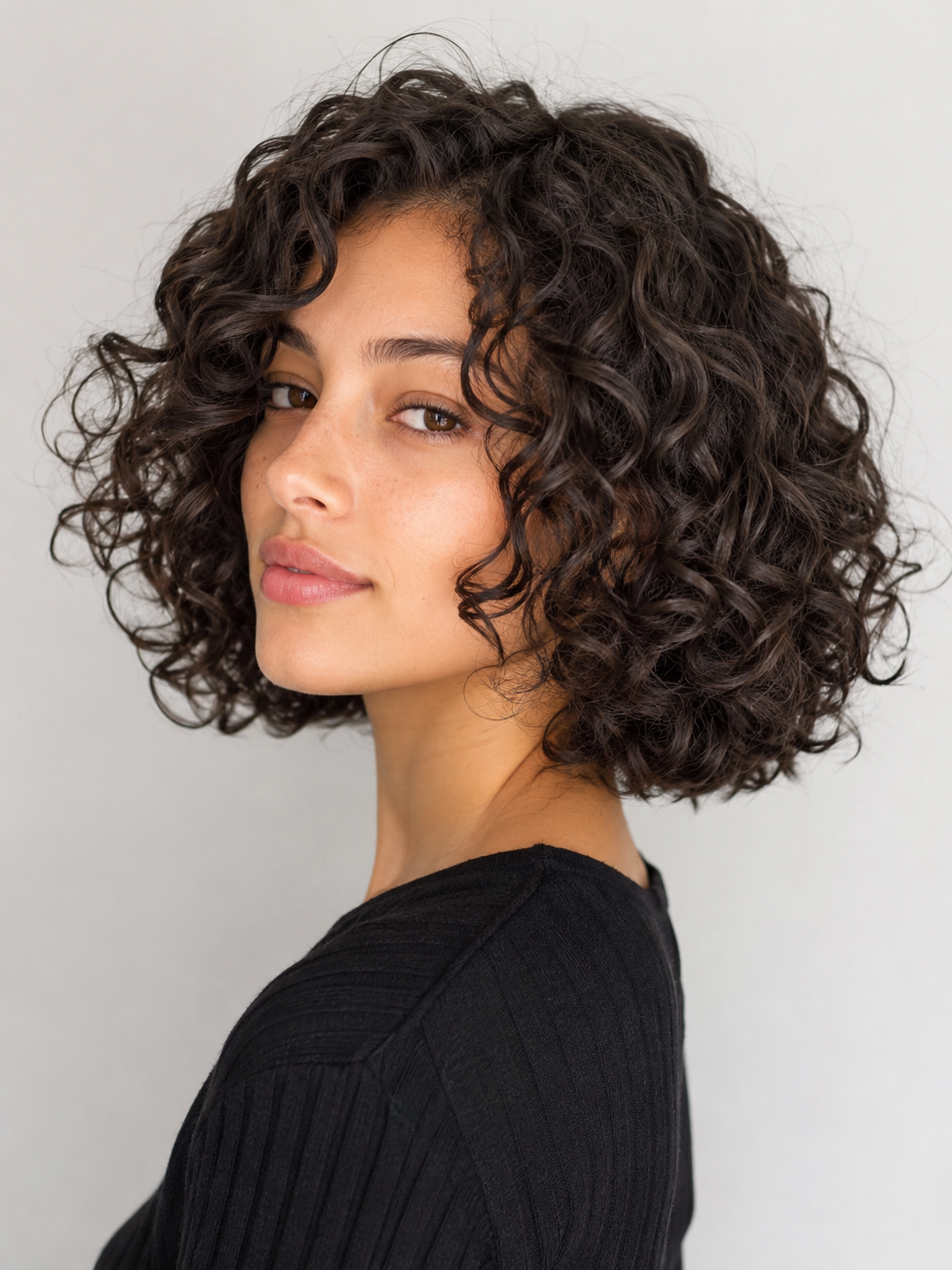 curly bob haircut with shape designed for natural curls