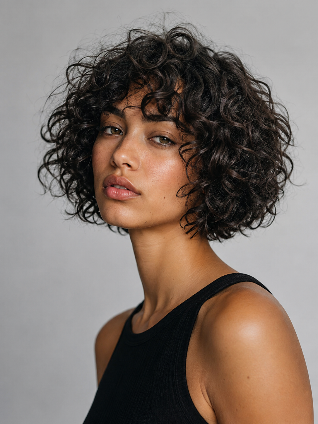 layered curly bob with internal layers and balanced curl shape