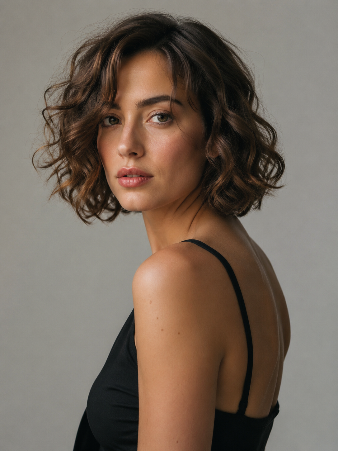 loose curl bob with soft waves and gentle curl movement