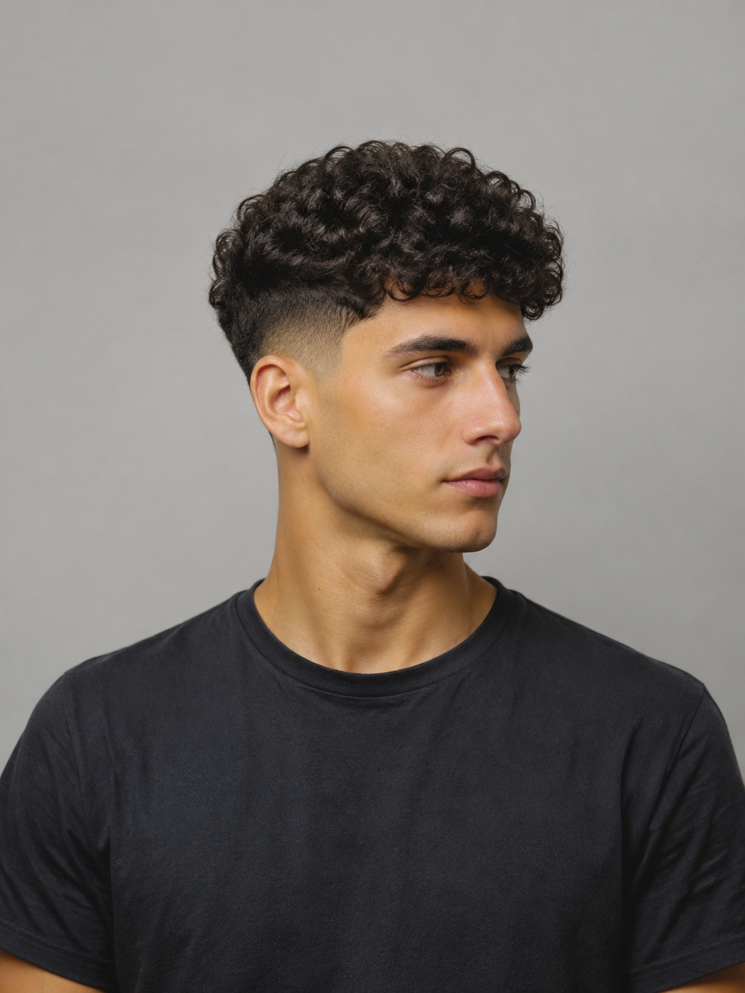 curly top fade showing side fade and curl shape