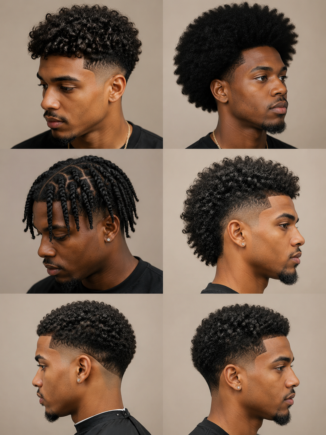 related men's curly top fade afro burst fade and drop fade ideas