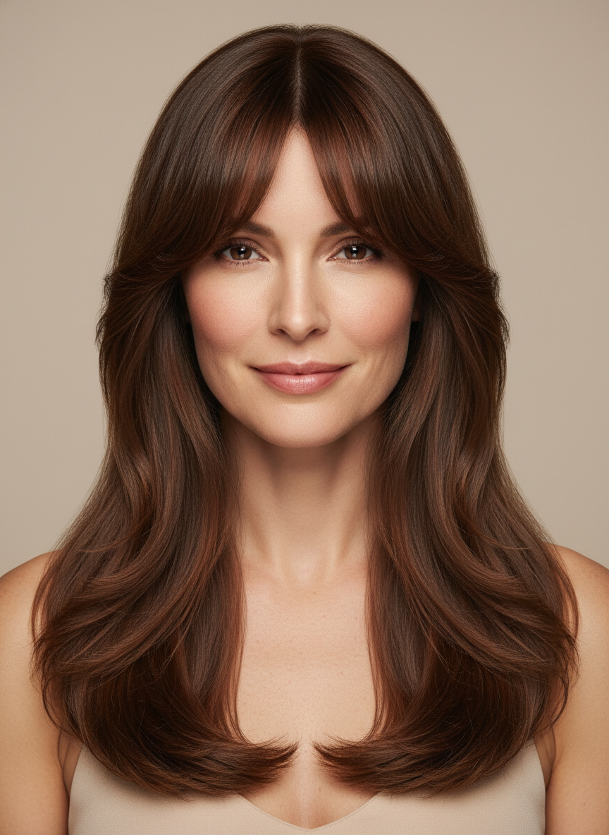 curtain bangs on long hair