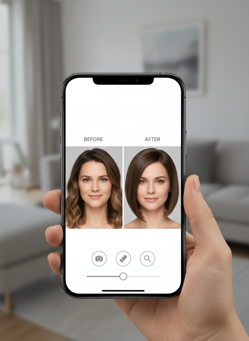 AI long bob try on preview