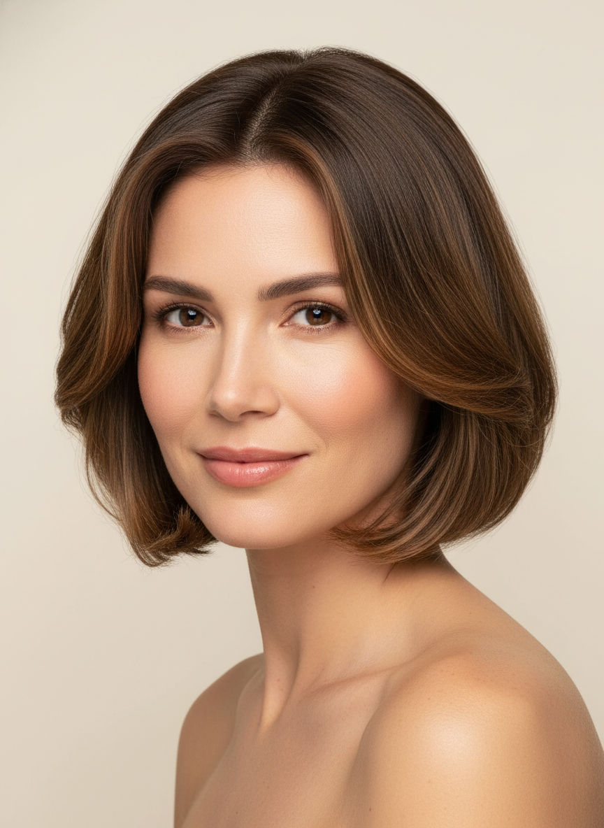 cute long bob cut with soft collarbone length shape