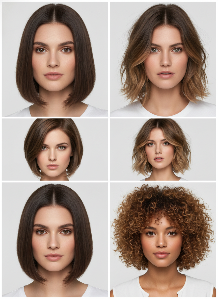 related bob haircuts including lob soft bob and a line bob