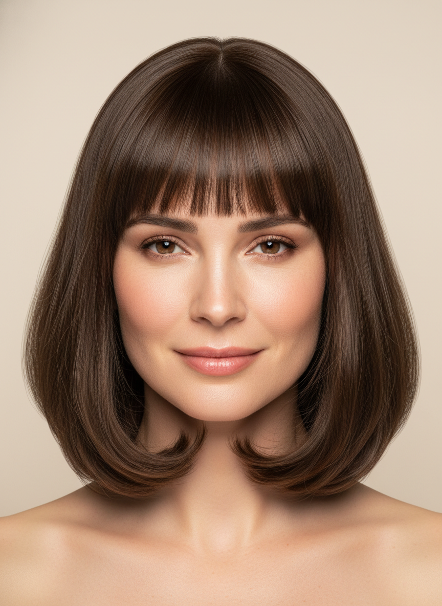 cute long bob with bangs
