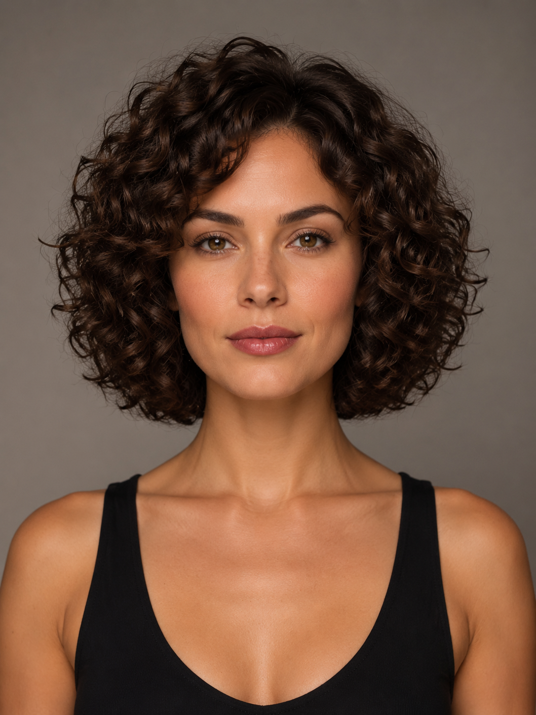 curly bob for diamond face with balanced volume