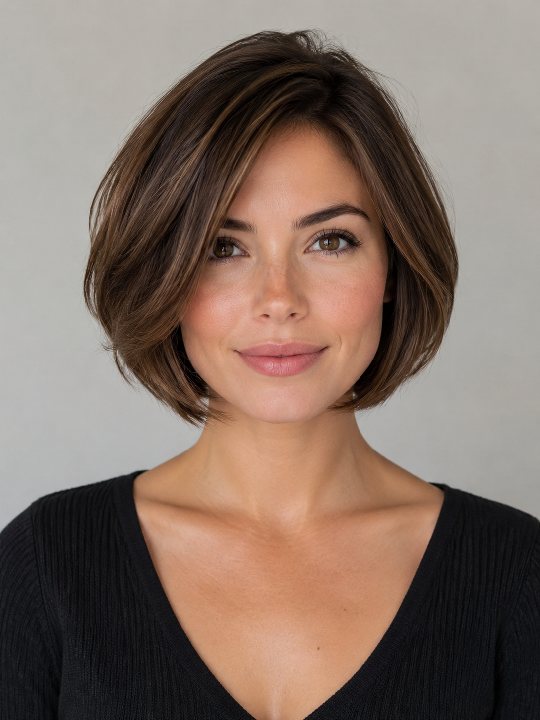 soft bob for diamond face with gentle face-framing ends