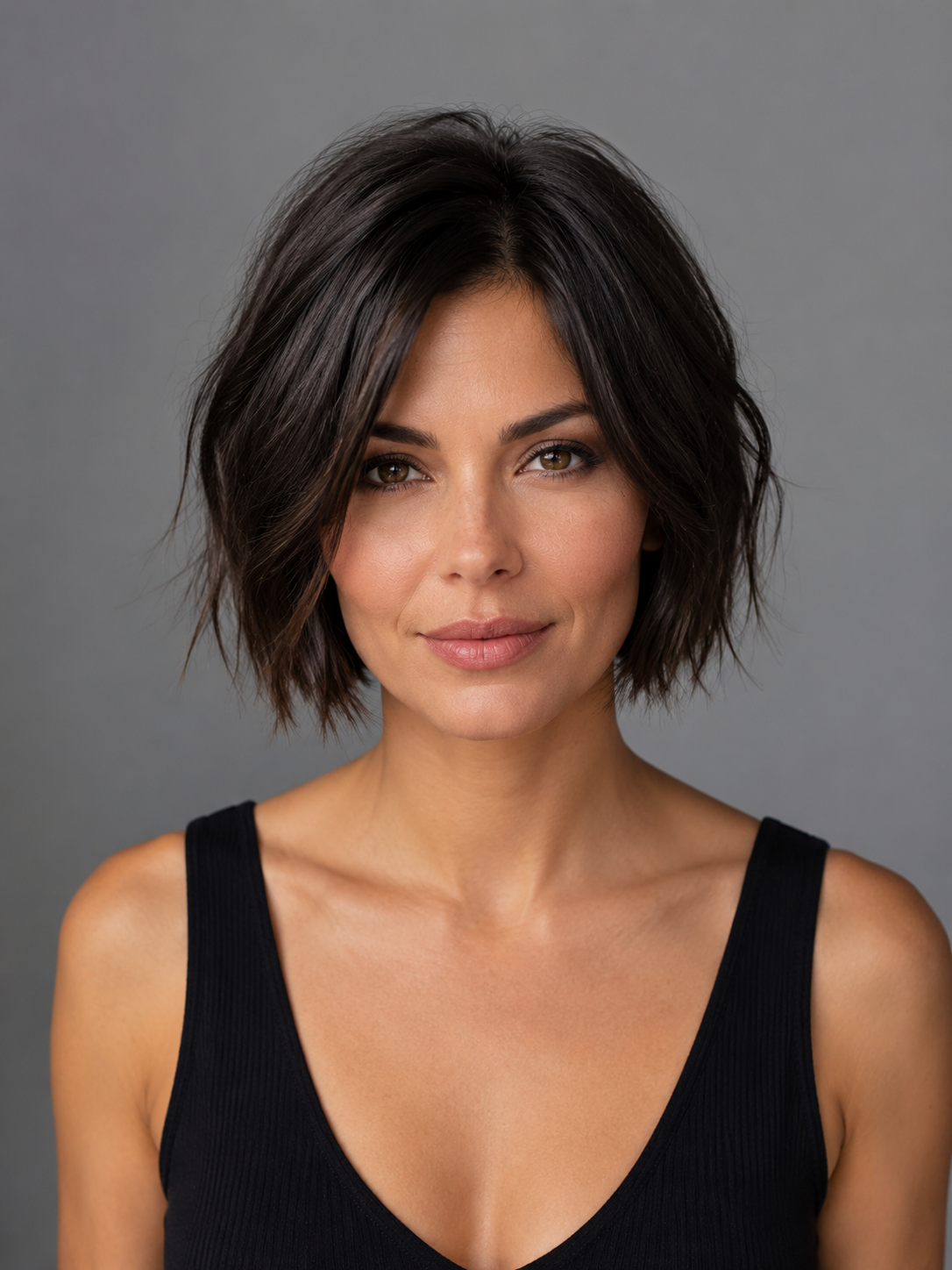 textured bob for diamond face with softened outline