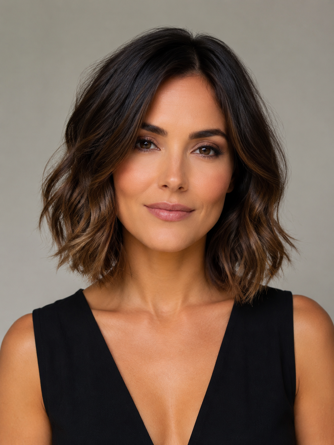 wavy bob for diamond face with movement below the cheeks