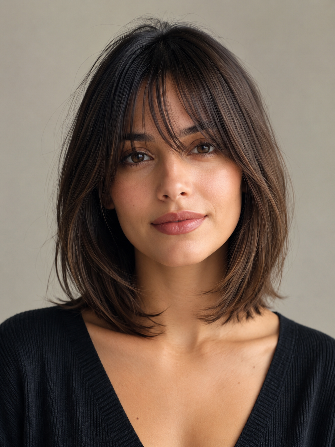 fine hair fringe lob with clean lob outline and soft bangs