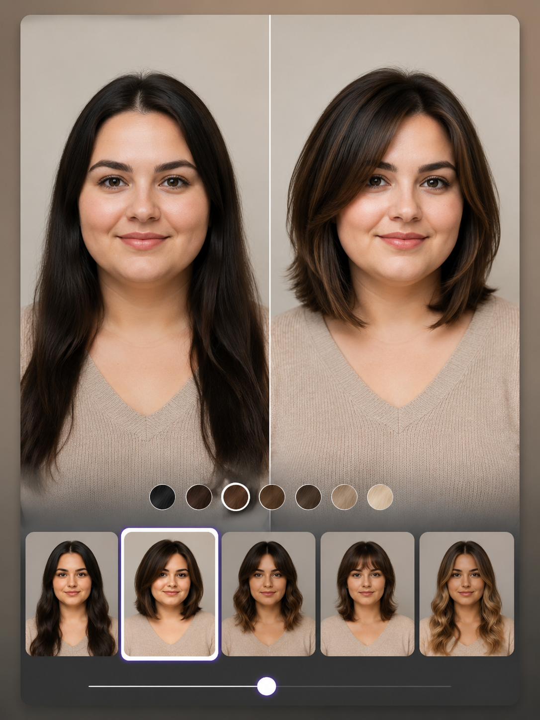 AI hairstyle try on preview for round face